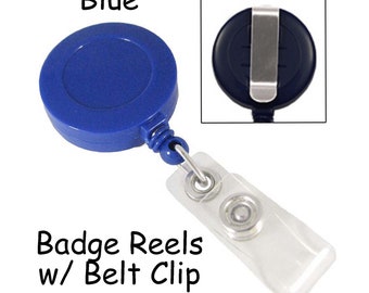 1 Badge Reel - Blue - Retractable with Vinyl Strap and Slide Clip - SEE COUPON