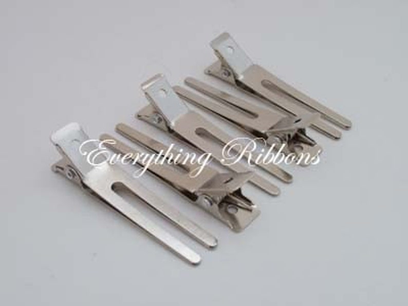25 Double Prong Alligator Hair Pinch Clips 1 3/4 inches 45mm for Clippies, Hair Bows and Korkers SEE COUPON image 1
