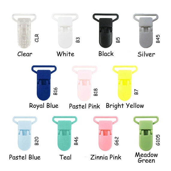25 Plastic Pacifier Clips 1 KAM Clips Suspender Clips Mitten