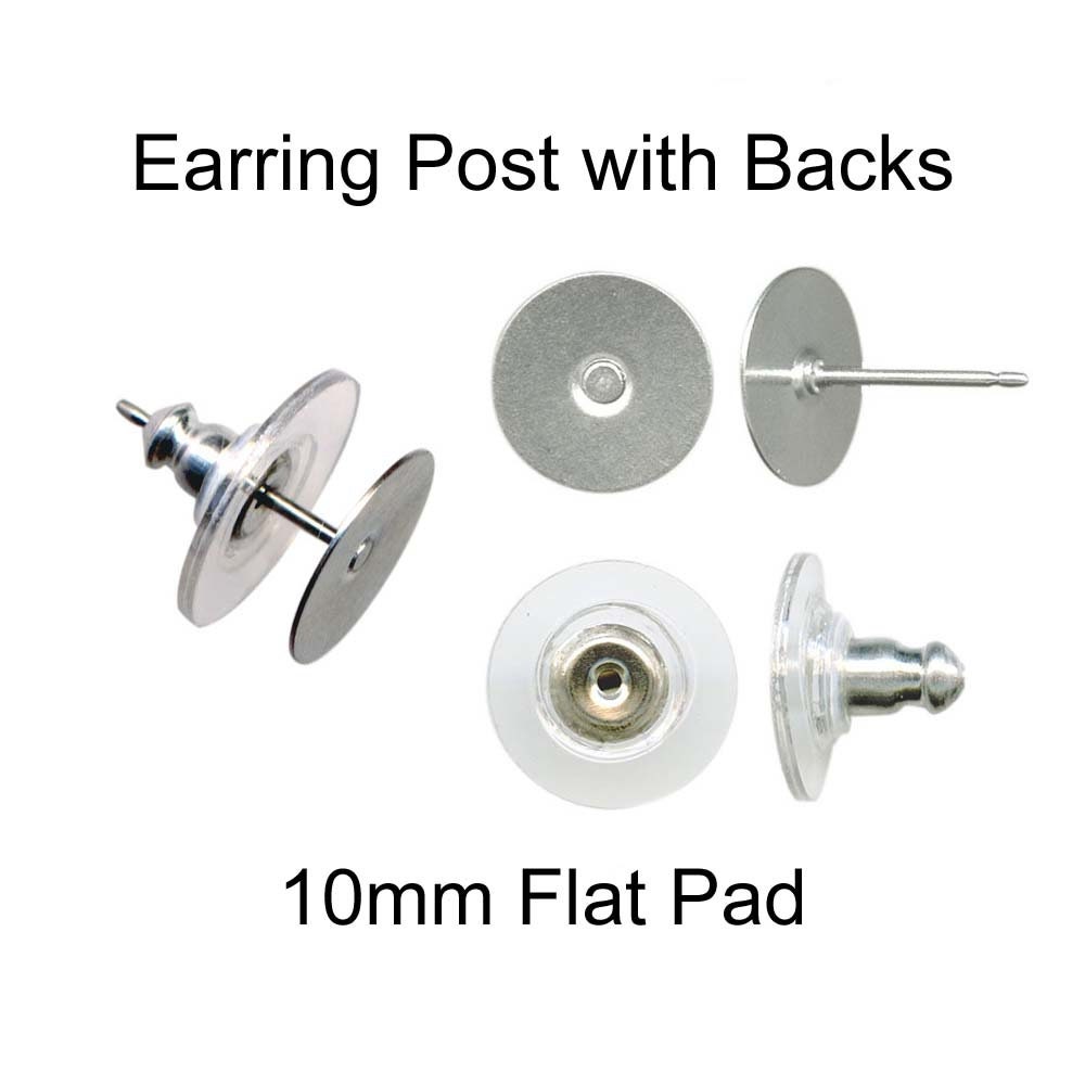 200PCS Nickel-free Stainless Steel Earrings Posts Flat Pad