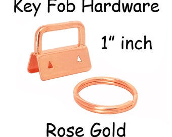 25 Key Fob Hardware with Key Rings Sets - 1 Inch (25 mm) Rose Gold - Plus Instructions - SEE COUPON