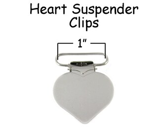 100 Heart Shaped Suspender Clips - 1" w/ Rectangle Inserts - for Paci Pacifier Holder plus Instructions - SEE COUPON