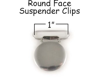 10 Round Face Metal 1" Suspender Clips - w/ Rectangle Inserts - Lead Free - for Paci Pacifier Holder plus Instructions - SEE COUPON