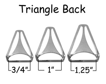 5 Triangle Back Slide Adjuster - 3/4", 1" or 1.25" Suspender Clips / Hardware - Nickle Plated - SEE COUPON