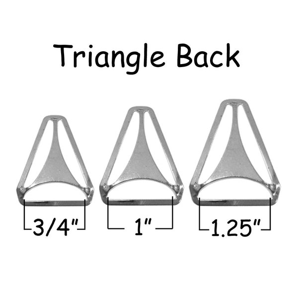 5 Triangle Back Slide Adjuster - 3/4", 1" or 1.25" Suspender Clips / Hardware - Nickle Plated - VOIR COUPON