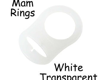 25 White Silicone Mam Rings - Dummy / Pacifier Attachment Adapters - CPSIA Compliant