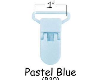 50 Suspender Clips / Plastic Pacifier KAM Clips - 1" Pastel Blue - for Paci Pacifier Holder plus Instructions - SEE COUPON