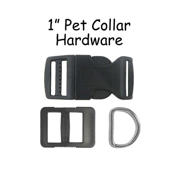 5 Pet Dog Collar Hardware Kit 1 Inch Black Contour Buckle