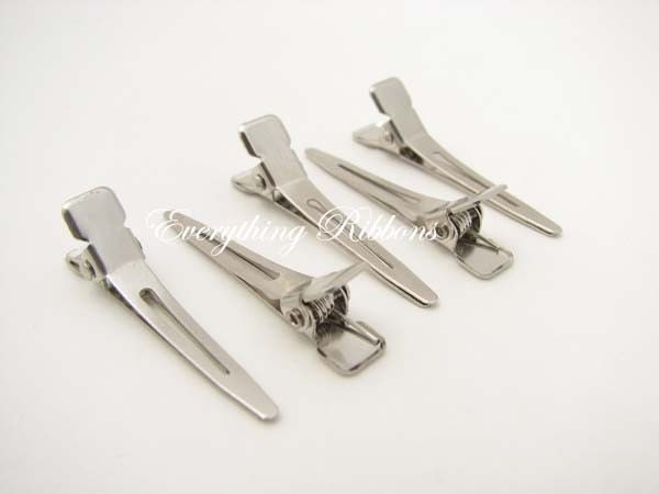 50 Pcs Rectangular Double Prong Alligator Clip With Teeth for Bow