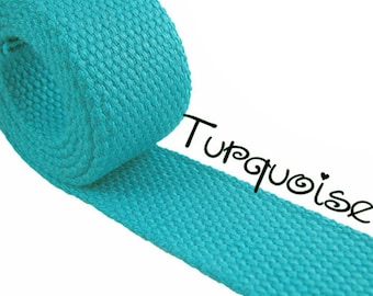 5 yards Turquoise Cotton Webbing - 1.25" Medium Heavy Weight for Key Fobs, Purse Straps, Belting - SEE COUPON