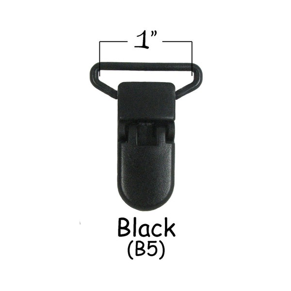 50 attaches porte-jarretelles/attaches KAM en plastique pour sucette - 1" noir - pour porte-sucette Paci plus instructions - VOIR COUPON