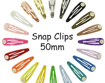 25 Blank Barrette Snap Clips w/ Glue Pads - Pick Color - Tear Drop Shape - 50 mm (2 inches) - SEE COUPON
