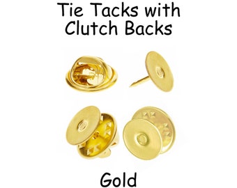 5 Gold Tie Tacks Blank Pins with Clutch Back - Lapel / Scatter Pin - SEE COUPON