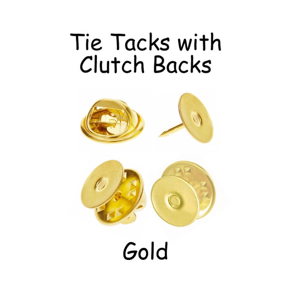 5 Gold Tie Tacks Blank Pins with Clutch Back - Lapel / Scatter Pin - SEE COUPON