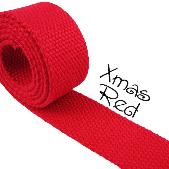 10 Yards Christmas Red Cotton Webbing 1.25 Medium Heavy Weight 2.4
