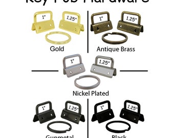 10 Key Fob Hardware with Key Rings Sets - Pick Finish and Size - Plus Instructions - SEE COUPON