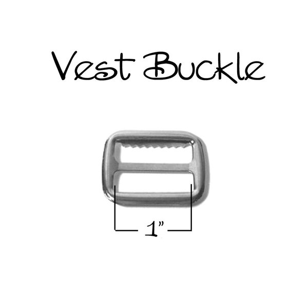 25 - 1" Vest Buckle with Teeth / Suspender Slide Adjuster - Nickel Plated - SEE COUPON