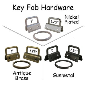 10 Key Fob Hardware with Key Rings Sets - Pick Finish and Size - Plus Instructions - SEE COUPON