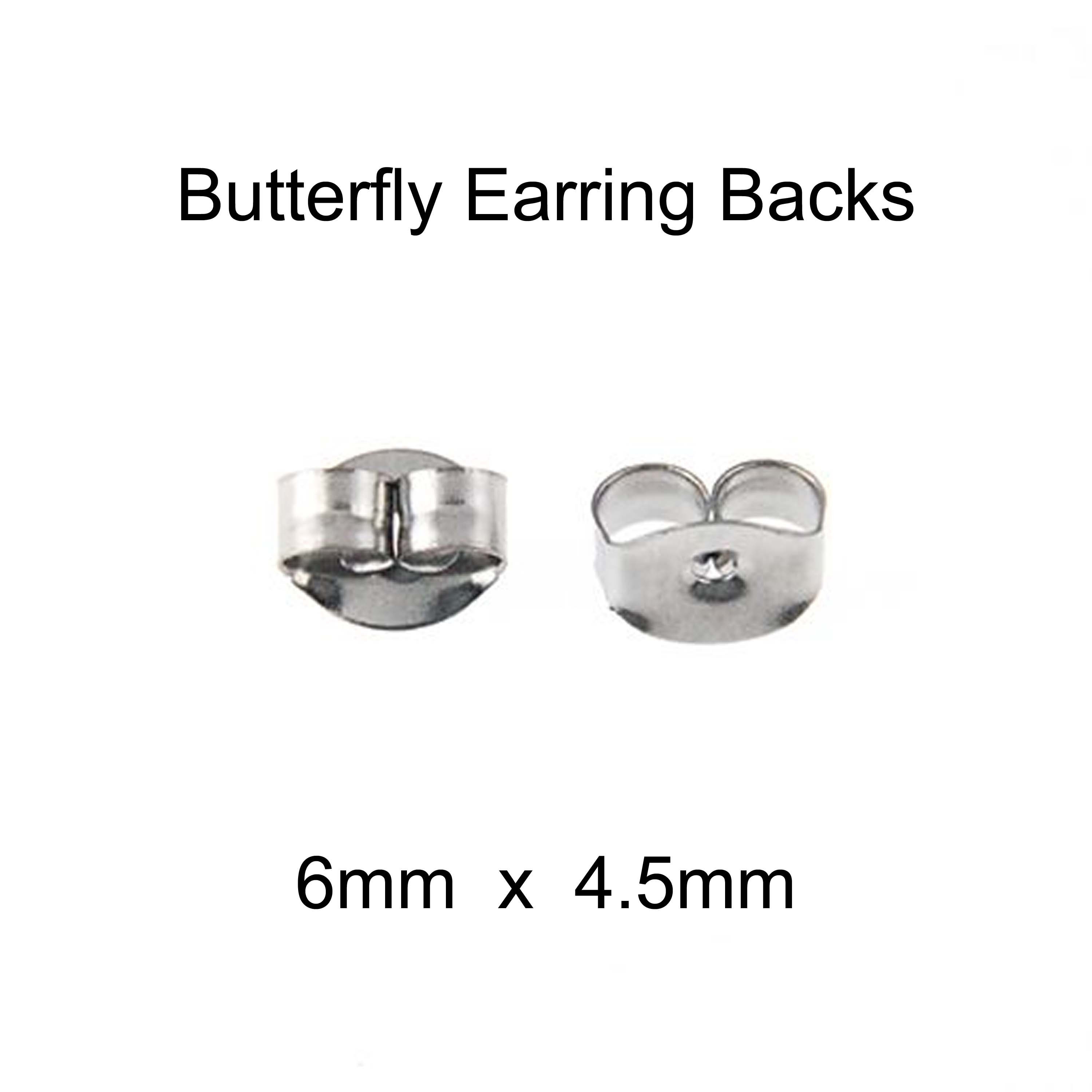 200 Pairs (400 Pieces) Stainless Steel Earrings Posts Flat Pad with  Butterfly Earring Backs for Earring Making Findings (Silver)