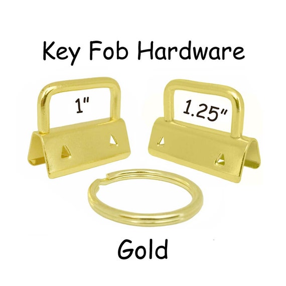 5 Key Fob Hardware With Key Rings Sets 1 Inch or 1.25 Inch Gold