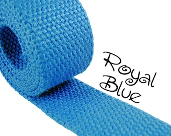 Cotton Webbing - Royal Blue - 1.25" Medium Heavy Weight (2.4mm) for Key Fobs, Purse Straps, Belting - SEE COUPON