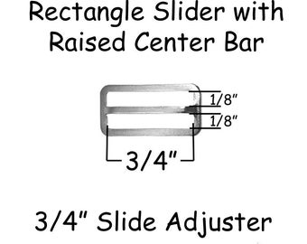 50 Slide Adjusters / Tri Glides / Tri Bars for Adjustable Straps for Bow Ties  - 3/4" Rectangle Silver Metal - SEE COUPON