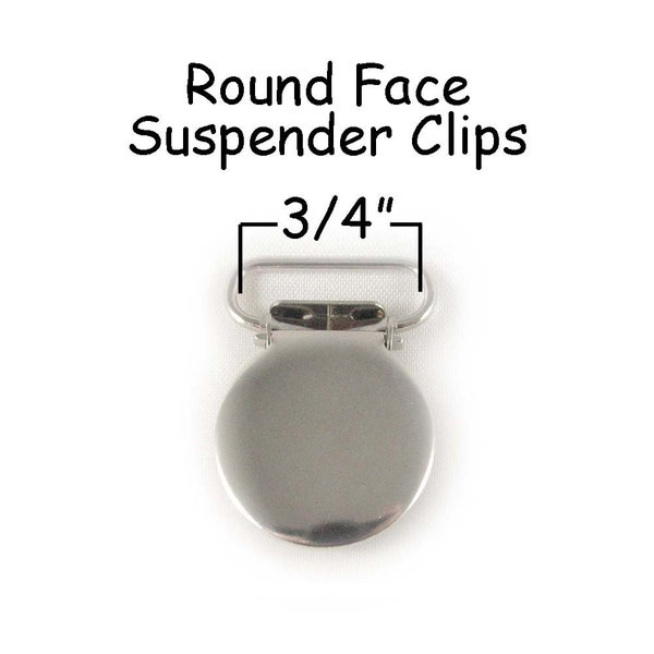 10 Round Face Metal 3/4" Suspender Clips - w/ Rectangle Inserts - Lead Free - for Paci Pacifier Holder plus Instructions - SEE COUPON