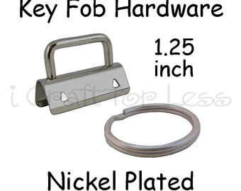 Instruc. 1.25" Black 32 mm 10 Key Fob Hardware w/ Key Rings Sets 