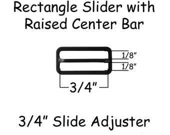 10 Slide Adjusters / Tri Glides / Tri Bars for Adjustable Straps for Bow Ties  - 3/4" Rectangle Black Metal - SEE COUPON