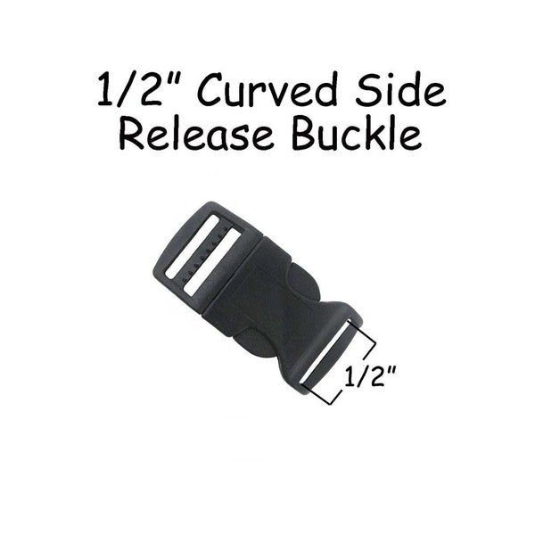 20 Plastic Buckles - 1/2 Inch Black - Curved Side Release Buckle - SEE COUPON