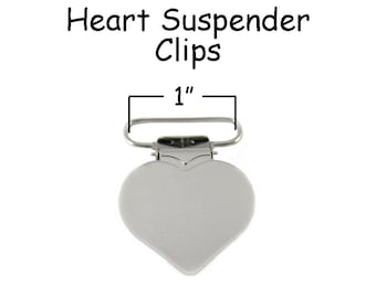 10 Heart Shaped Suspender Clips - 1" w/ Rectangle Inserts - for Paci Pacifier Holder plus Instructions - SEE COUPON