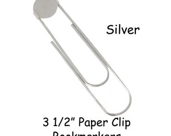 50 SILVER Jumbo / Large Paper Clip Bookmarkers with 16mm Pad - 3 1/2 Inch - SEE COUPON