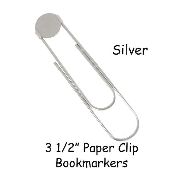 50 SILVER Jumbo / Large Paper Clip Bookmarkers with 16mm Pad - 3 1/2 Inch - SEE COUPON