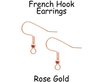 Hypoallergenic Surgical 316L Stainless Steel French Hook Earrings, 48 (24 Pairs), Fish Hook Earring Wires - Rose Gold - SEE COUPON