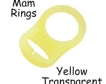 5 MAM Adapter Rings - Dummy Clip / Pacifier Chain Adapter - Yellow Silicone - for Button Style Pacifiers - SEE COUPON