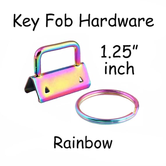 10 Key Fob Hardware w/ Key Rings Sets - 1.25 Inch (32mm) - Pick From 5  Finishes