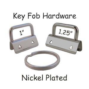 25 Key Fob Hardware with Key Rings Sets 1 Inch or 1.25 Inch Nickel Plated Plus Instructions SEE COUPON image 1