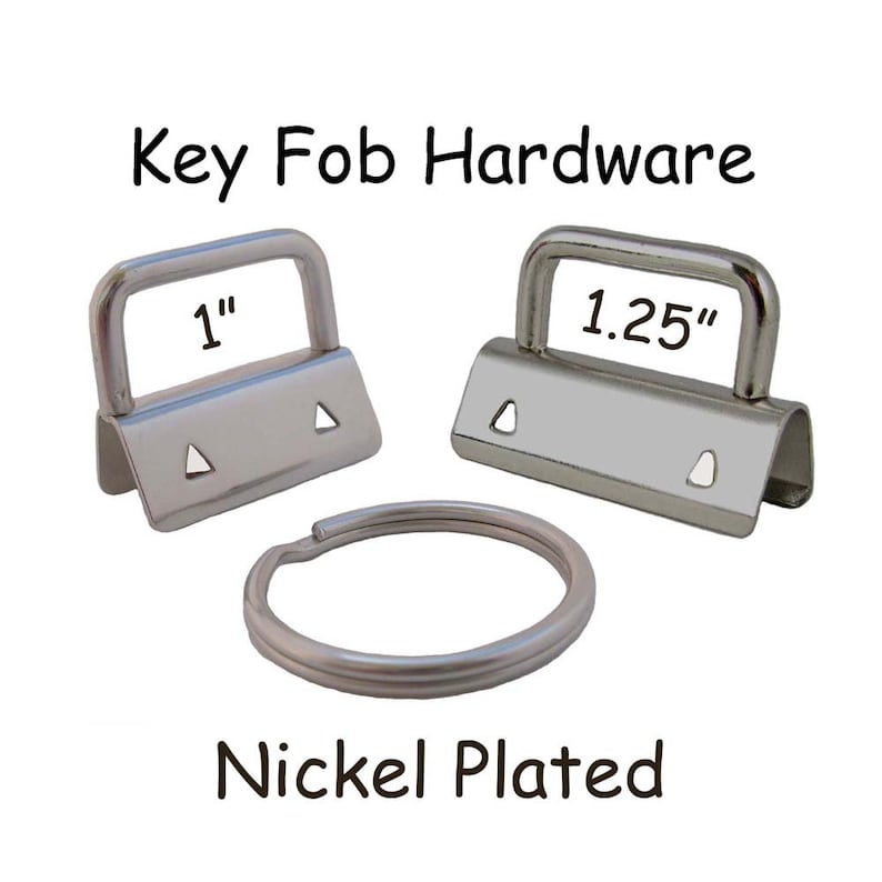 25 Key Fob Hardware with Key Rings Sets 1 Inch or 1.25 Inch Nickel Plated Plus Instructions SEE COUPON image 1