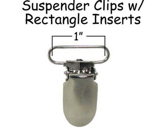 100 Metal Suspender Clips - 1 Inch with Rectangle Plastic Inserts - Lead Free - for Paci Pacifier Bib Holder plus Instructions - SEE COUPON