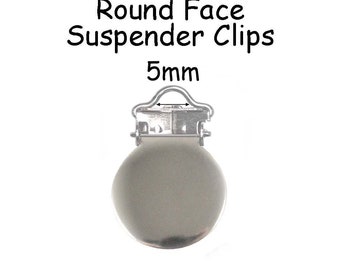 100 Round Face Metal 5mm Suspender Clips - w/ Rectangle Inserts - Lead Free - for Paci Pacifier Holder  - SEE COUPON
