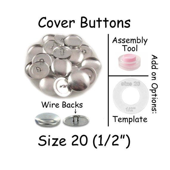 100 Sets Self Cover Button Kit 28mm Aluminum Button with 2 Tools