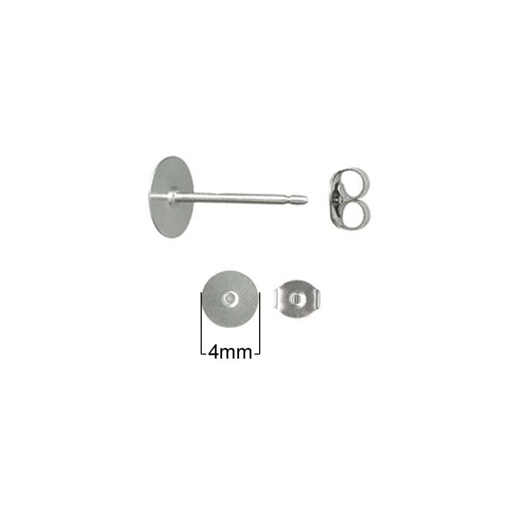 Earring Posts, Ear Nut Backs, 48 24 Pairs, 4 Mm Glueable Flat Pad, 316L  Stainless Steel SEE COUPON 
