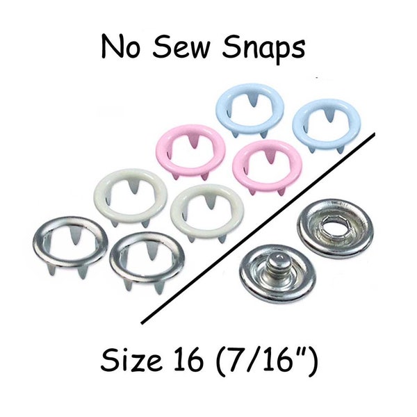 100 Metal or Enamel Prongs - Open Ring Prong No Sew Snap Fastener Set - Size 16 - 7/16 Inch - CPSIA Compliant - SEE COUPON