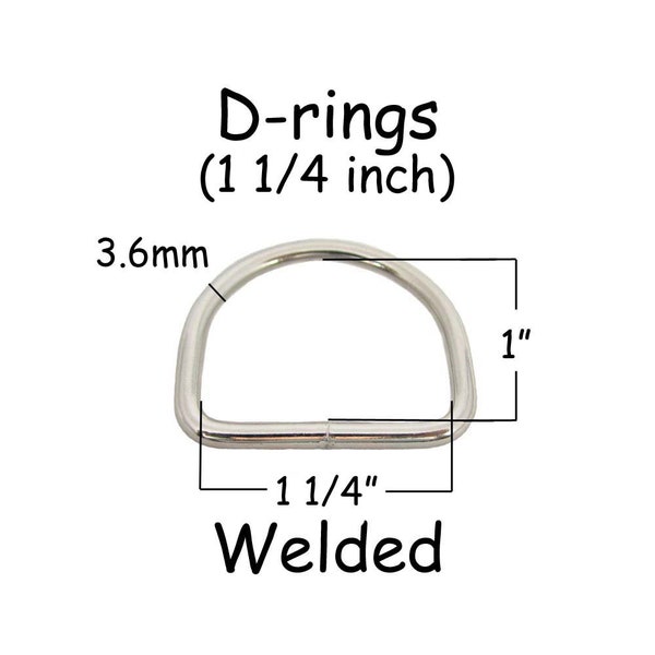 10 D Rings - 1.25" (1 1/4") Welded Nickel Plated 7 gauge - SEE COUPON