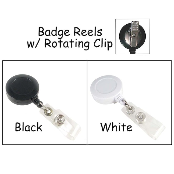 10 ID Badge Reels Lanyards Retractable Cord and Rotating Clip SEE