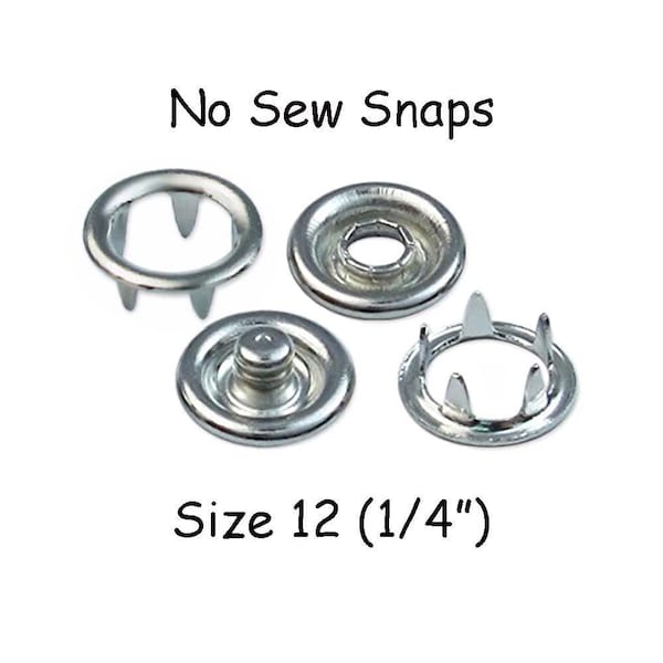 10 Metal Open Ring Prong No Sew Snap Fastener Set - Size 12 - 1/4 Inch - CPSIA Compliant - SEE COUPON
