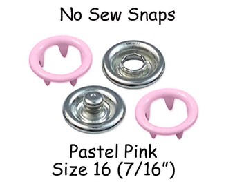 25 Pastel Pink Enamel Prongs - Metal Open Ring Prong No Sew Snap Fastener Set - Size 16 - 7/16 Inch - CPSIA Compliant - SEE COUPON