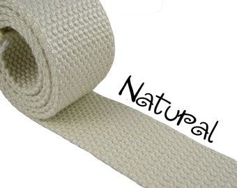 10 yards Natural Cotton Webbing - 1.25" Medium Heavy Weight (2.4mm) for Key Fobs, Purse Straps, Belting - SEE COUPON