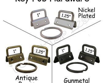 5 Key Fob Hardware with Key Rings Sets - Pick Finish and Size - Plus Instructions - SEE COUPON