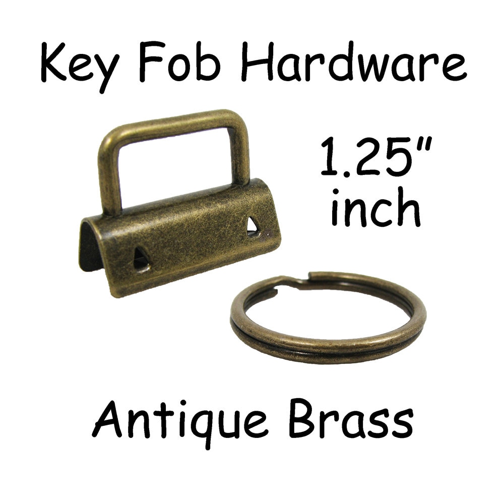 5 Key Fob Hardware With Key Rings Sets 1 Inch or 1.25 Inch Gold